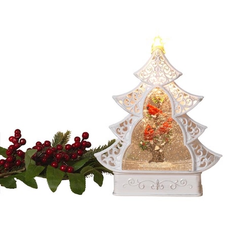 Gerson Gerson Multicolored Lighted Spinning with Cardinal Scene Water Globe Tree 12 in. 2659210